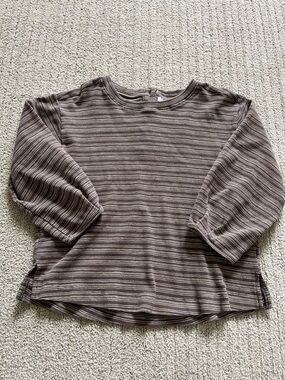 Polagram Striped Crewneck Top - Brown and Cream